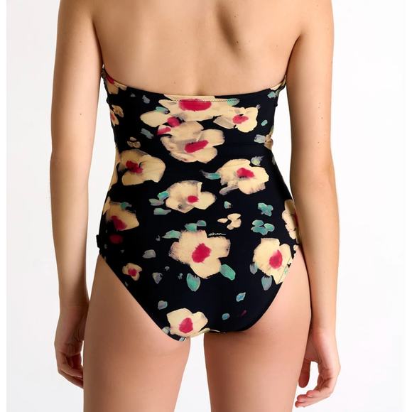 SHAN Women's Black Floral Foam Bandeau One Piece Swimsuit Size US 8 - Picture 10 of 10